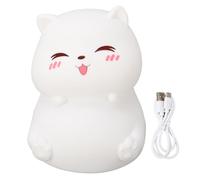 MAMJENNI Cat Night Light, Adorable Animal Shape, Tap Control for Color Changing, Rechargeable Battery, Soft Silicone for Kids Adults, Warm Glow for Bedroom Decor Camping (Squint Eyes)
