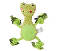MAMJENNI Frog Dog Squeaky Toys Fun Cartoon Frog Shape Teeth Grinding Bite Resistance Cotton Rope Pet Chew Toys