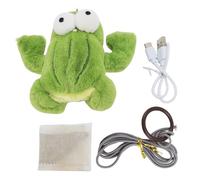 MAMJENNI Interactive Plush Squeaky Cat Toy with Bird Sound Soft Electric Frog Touch Activated Kitten Plush Toy for Indoor Outdoor