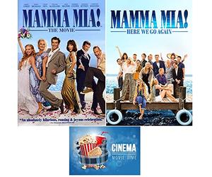 Mamma Mia! and Mamma Mia Here We Go Again Double Feature 2 DVD Set With Bonus Glossy Cinema Time Art Card