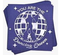 Mamma Mia Party Decorations- Dancing Queen Cocktail Napkins - Disco Party, Bachelorette Party, Birthday Party Napkins - Night Blue Silver 52 Pack,5"x 5" Folded