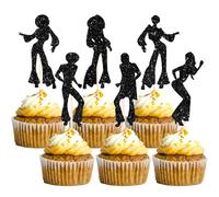 Mamma Mia Party Decorations, Disco Ball Cake Topper, Disco Ball Cake Decorations, HSC 24Pcs 70's Dancing Silhouette Cupcake Toppers