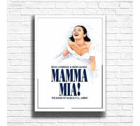 Mamma Mia Poster Print, Musical Print, A4 A3 West End Broadway Theatre Show, Wall Art Deco Special Canvas West End Print, London theatre art frame options (A4 Framed (White))