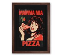 Mamma Mia Retro Framed Wall Art Print A1 (84.1×59.4cm) Walnut, Wall Decor for Living Room, Bedroom, Office & Home, Ready to Hang, Art Gift