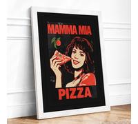 Mamma Mia Retro Framed Wall Art Print A2 (59.4×42cm) White, Wall Decor for Living Room, Bedroom, Office & Home, Ready to Hang, Art Gift