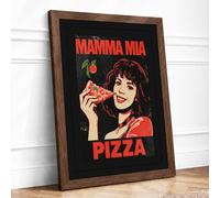 Mamma Mia Retro Framed Wall Art Print A3 (42×29.7cm) Walnut, Wall Decor for Living Room, Bedroom, Office & Home, Ready to Hang, Art Gift