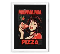 Mamma Mia Retro Framed Wall Art Print A3 (42×29.7cm) White, Wall Decor for Living Room, Bedroom, Office & Home, Ready to Hang, Art Gift