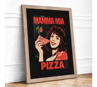Mamma Mia Retro Framed Wall Art Print A4 (29.7×21cm) Oak, Wall Decor for Living Room, Bedroom, Office & Home, Ready to Hang, Art Gift