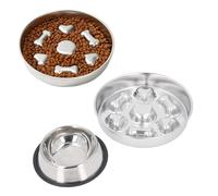 Mammel anti -glouted chat, set of 2 pieces in stainless steel 304 slow dog bowl, easy to clean pets for pets anti glouton bowl