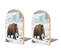 Mammoth Bookend for Shelves Decorative 1 Pair Modern Wood Book End Universal Economy Bookend with Metal Base Heavy Duty Non-Slip Book Organizer for Home Office