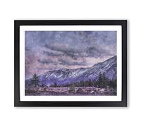 Mammoth Creek In California Painting Modern Art Framed Print | A2 Black Framed Wall Art | Ready to Hang | Modern Historical Picture | Living Room Bedroom Lounge Office