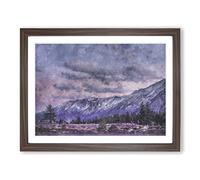 Mammoth Creek In California Painting Modern Art Framed Print | A4 Walnut Framed Wall Art | Ready to Hang | Modern Historical Picture | Living Room Bedroom Lounge Office