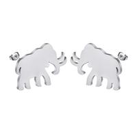 Mammoth Earring Stainless Steel Paleontology Mammoth Stud Earrings for Women Men Prehistory Lovers Jewelry Gift (silver)