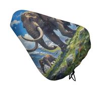 Mammoth Family Oil Painting Bike Seat Cover with Drawstring Bicycle Saddle Cover for Outdoor & Indoor