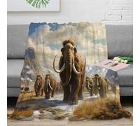 Mammoth Flannel Ice Age Printed Throw Blanket, Living Room/Bedroom/Sofa Couch Warm Soft Bed Blanket for Children Adults All Season 60x80inch(150x200cm)