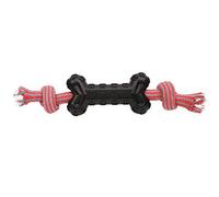 Mammoth Pet Products TireBiterII Bone with Extra Cotton-Poly Rope – Natural Rubber Dog Toys for Extreme Chewers – Aggressive Chewer Toys for Dogs - Large 15â€, Black (35023F)