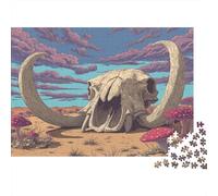 Mammoth Skull in The Desert Jigsaw Puzzles Challenge Toy Educational Games Home Decoration for Adults& Teenager Age 14 Years Up 1000pcs (75x50cm)