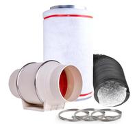 Mammoth TT Extraction Kit with Carbon Filter - 4", 5", 6", 8", 10", 12" - Twin Speed Fan + Filter + Ducting for Grow Rooms & Tents - Hydroponic Ventilation & Odour Control (6 Inch Kit)