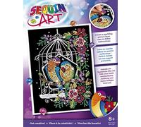 Mammut 8011945 Sequin Art Sequin Picture Bird Cage, Plug-in Picture Creative Set, Complete Set with Styrofoam Frame, Picture Template, Sequins, Pin Pens, Instructions, Craft Set for Children from 8