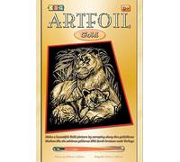 Mammut Spiel & Geschenk 0603 Gold, Approx. 10" x 8" Artfoil, Animal Motif, Lions, Complete Picture, Knife and Instructions, Scraper, Shiny, Scratch Set for Children from 8 Years, Mittel