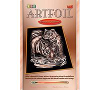 Mammut Spiel & Geschenk 0610 Copper Approx. 25.5 x 20.4 cm Artfoil Cat, Animal Motif, Tiger, Complete Picture, Knife and Instructions, Scraper, Shiny, Scratch Set for Children from 8 Years