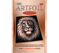 Mammut Spiel & Geschenk 1019 Copper Approx. 25.5 x 20.4 cm Artfoil, Animal Motif, Lion, Complete Picture, Knife and Instructions, Scraper, Shiny, Scratch Set for Children from 8 Years