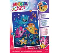 Mammut Spiel & Geschenk 8011924 Sequin Art Sequin Picture Baby Sharks, Complete Set with Polystyrene Frame, Picture Template, Sequins, Pins Instructions, Craft Set for Children from 6 Years, Colourful