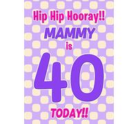 Mammy 40th Birthday Card (Purple Spots) - From Son Daughter Gift Idea Greeting Blank Inside Envelope Included UK