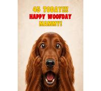 Mammy 45th Birthday Card (Funny Surprised Irish Red Setter Dog)
