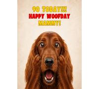 Mammy 90th Birthday Card (Funny Surprised Irish Red Setter Dog)