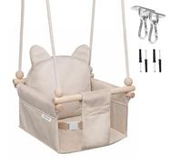 MAMOI Children’s swing with safety belt, height adjustable 150-190 cm, swing for home, stable construction, velour seat, easy installation, indoor children’s swing