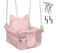MAMOI Children’s swing with safety belt, height adjustable 150-190 cm, swing for home, stable construction, velour seat, easy installation, indoor children’s swing