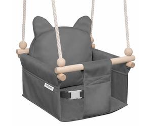 MAMOI Children’s swing with safety belt, height adjustable 150-190 cm, swing for home, stable construction, velour seat, easy installation, indoor children’s swing
