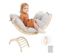 MAMOI Climbing Arch with Cushion, Cushion for Rainbow Rocker, Wooden Climbing Triangle, Baby Climbing, Wooden Arch for Children, Playground, Indoor Climbing Frame