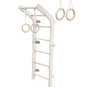 MAMOI Indoor Climbing Frame for Bedroom - Yarn Wood Espalier - Gymnastics Wall + Gymnastics Rings - 100% Eco-Friendly - Made in the EU