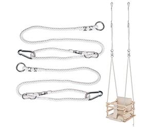MAMOI® swing & Kit 50 kg | 2 x Extension with Metal Snap Hood | 100% ECO Natural Rope for Swings with Snap Hook | Replacement Rope | Made in EU (85-140 cm)