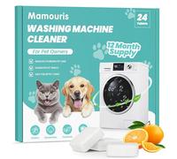 Mamouris Washing Machine Cleaning Tablets - 24 Pack Deep Cleaning for HE, Front Loader and Top Loading Washing Machine, Removes Pet Hair, Odors, Designed for Pet Owners, Septic Safe, 12