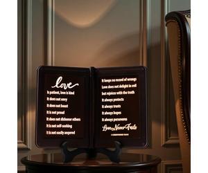 mamre Bible Verses Lamp, Scripture Display Night Light - Thy Word is a lamp Unto My feet, and a Light Unto My Path. - 1 Corinthians 13 The Love Chapter, Spiritual Gifts, Bedside Lamp (Love, Standard)