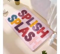 mamrug Cute Pink Bath Mat Non Slip Soft Fluffy and Absorbent Microfiber Colourful Bathroom Mat,Floor Rug Splish Splash Funny Bathroom Rug Home Decor 16”x24”