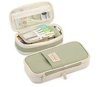 MAMUNU Expandable Pencil case with compartments, Large Capacity Pencil Cases Pencil Bag Pouch Kids Adults, Portable Pencil Case Large School Stationery Organizer, Makeup Cosmetic Bag, Green