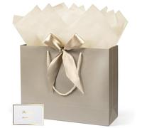 MAMUNU Gift Bag 13 x 10 x 4’’, Large Gift Bag with Ribbon and Tissue Paper Greeting Card, Birthday Gift Bags with Handles, 1 PCS Paper Present Bag for Birthday Wedding Baby Shower Valentine's Day