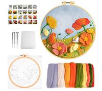 MAMUNU Needle Felting Kit for Beginners Adults, Wool Needle Felting Starter Kit for Home Decoration DIY Craft, Including Wool Felted Fabric Needles Picture Frame Foam Pad and Instructions