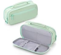 MAMUNU Pencil Case Large Capacity with Compartments Handle, Portable Pencil Case Pouch Pen Bag Stationery Storage Organizer for Girls Boys Women Men Teens School Office College Students (Green)