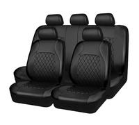 MAMXVKVZEU Car Seat Cover Universal Fit Most Car Interior PU Leather Full Set Front Rear(Black Full set)
