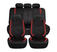 MAMXVKVZEU Car Seat Covers With Glossy PVC Sheet With 3 Zippers Artificial Leather Seat Cushion Protector(Red 5 seat)