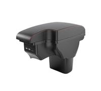 MAMXVKVZEU For N&issan For Juke Car Center Console Car Accessories Interior Storage Box Usb Car Armrest Box(B1 Black red leather)