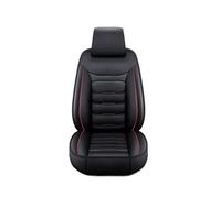 MAMXVKVZEU Leather Car Seat Cover Front Single Split Bench Protector Four Seasons Universal Fit Most SUV(Black-Red 1Piece)