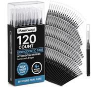 Mamxwaga 120 Pcs Interdental Brushes, Braces Brush Cleaner Orthodontic Flossers Toothpicks Floss Picks for Braces Kit for Teeth Cleaning Tools Spiral Dental Brush Head for Efficient Oral Care Black