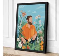 Man Among Marigolds Botanical Canvas Wall Art Print 18x12 Inch (46 x 30 cm)