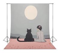 Man and Cat Backdrop Background for Photography High Density Polyester Fabric Background Banner Seamless Photo Booth Prop Backdrop 56"x79" for Birthday Party Decor Photoshoot Banner Props